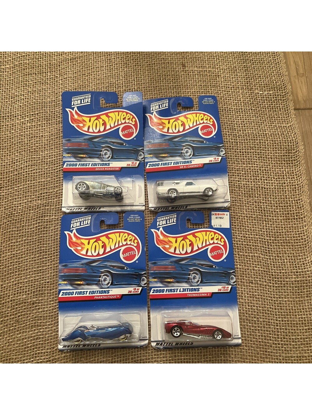 *LOT OF 4* HOT WHEELS 2000 1st EDITION/EL CAMINO/DEUCE/THOMASSIMA/PHANTASTIQUE